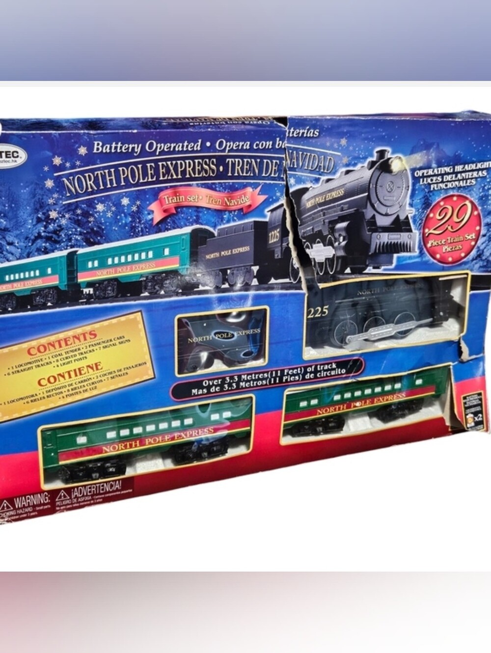 EZTEC North Pole Express Christmas Train Set 1225 G Scale Battery Operated 29 Pc